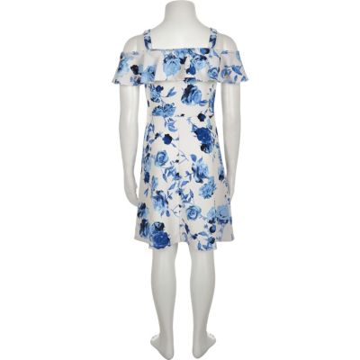 Girls blue floral print dress